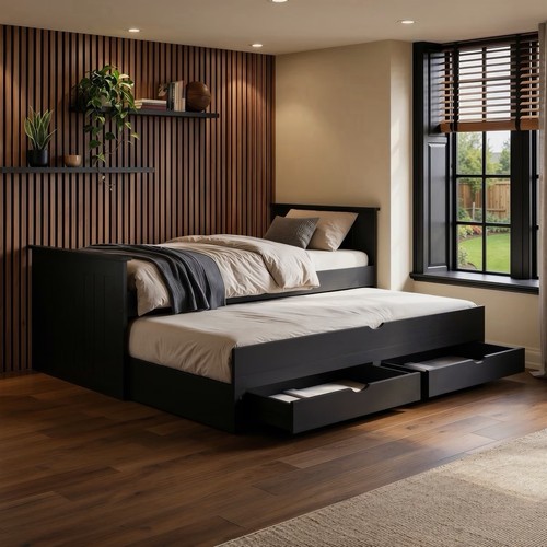 Black guest bed - black,