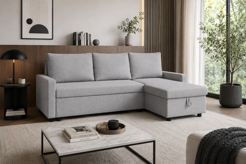 Grey corner sofa bed - grey, l