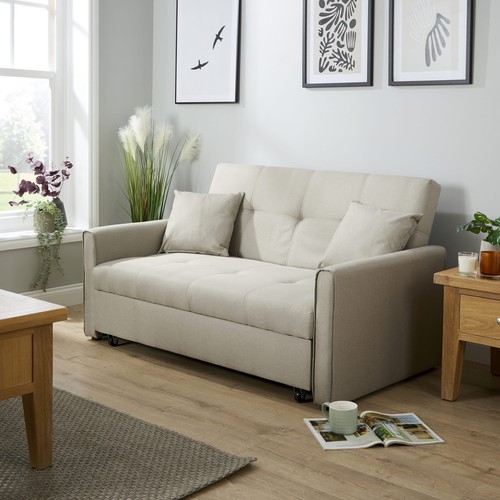 Beige fabric sofa bed - bed, 2