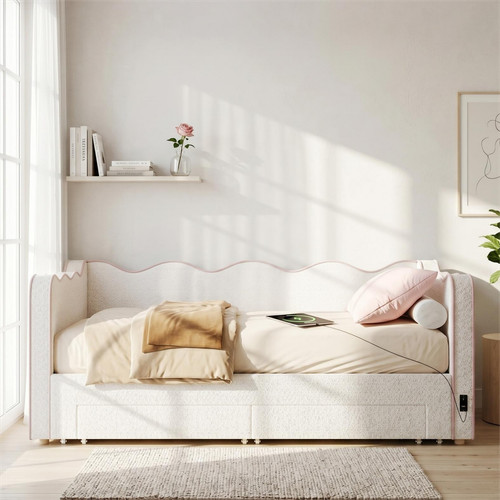 Boucle daybed pull out - daybed, trundle