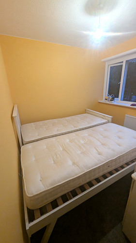 White wooden single bed - white,