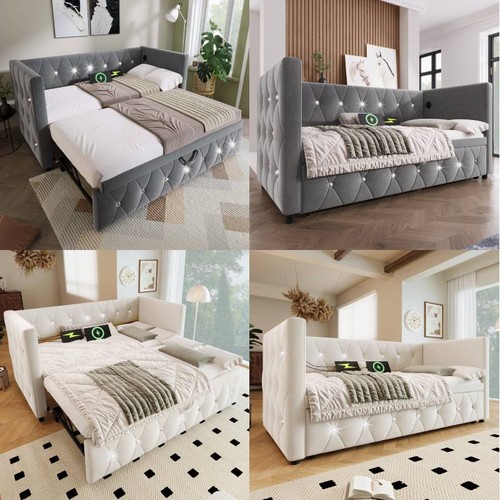 Daybed velvet upholstered bed - daybed,