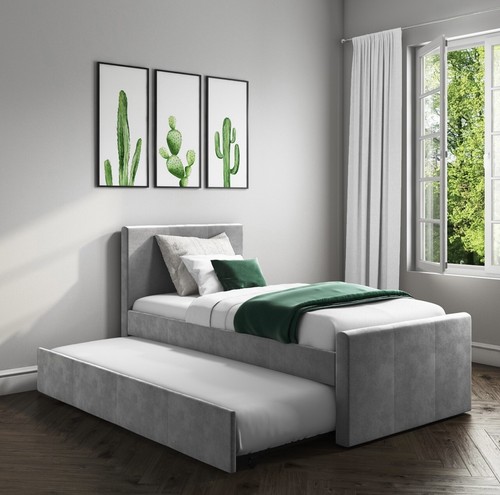 Grey velvet guest - velvet, bed