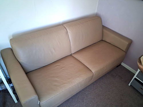 Beige faux leather seater - beige,